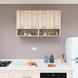 SPYDER CRAFT Matte Finish EA116 Wall Mounted Kitchen Cabinet Multi-Purpose Cabinet for for Kitchen |Living Room & Bedroom|Bathroom OrganizerColor: Oak || Assembly -DIY (Do-It-Yourself)-image-55