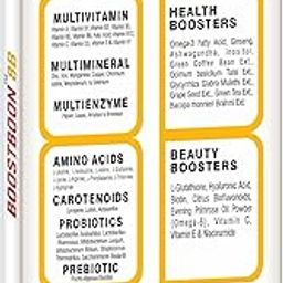 BOOSTBOON 8B |10 TABLETS | MULTIVITAMIN | MULTIMINERAL | AMINO ACIDS | MULTIENZYME | PREBIOTIC | PROBIOTIC | OMEGA 3 | GINSENG | ASHWAGANDHA | LUTEIN | LYCOPENE | ASTAXANTHIN | L-GLUTATHIONE | HYLURONIC ACID | BIOTIN | EVENING PRIMROSE OIL POWDER | CITRUS BIOFLAVANOIDS | VITAMIN C | VITAMIN E | NIACINAMIDE ALONG WITH OTHER NATURAL EXTRACTS | 100% VEG | HEALTH AND BEAUTY BOOSTER DAILY TABLETS | MEN & WOMEN | BOOST ENERGY | STRENGTH | PERFORMANCE | IMMUNITY | SKIN GLOW & RADIANCE | HAIRS, NAILS GROWTH AND SHINE | BONES & JOINTS | MUSCLES | HEART | BRAIN | MEMORY | BLOOD | NERVES | EYES | STRESS | SLEEP | HORMONAL BALANCE | DIGESTION | WEIGHT | LIVER | SUPPORTS BODY HEALING, REPAIR AND COMPLETE HEALTH | BOOSTBOON 8B DAILY 01 TABLET |-image-72