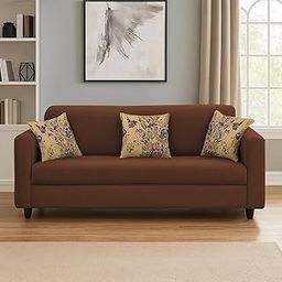 BRAXTON Diane 3 Seater Sofa Set for Living Room (Brown Fabric) Premium Fabric Sofa-image-4