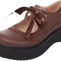 ftk Lace-Up Thick-Soled Wedge-Heeled Shoes | Mid-Length Women's Footwear-picture-33