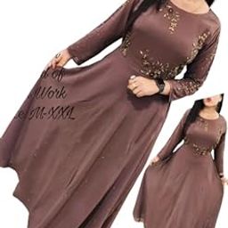 Stylish Fancy Georgette with Embroidery Work with Lock Moti Gown for Women (V Collection_P-7190891-L) Brown-picture-45