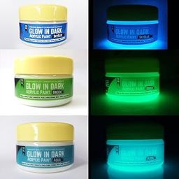 Glow in dark Night glow paint Radium Paint (Combo pack of 3, Skyblue, Aqua and Green) 50 grams each-image-15