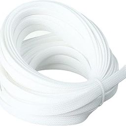 Othmro Length 10m/32.8ft 10mm/0.39in Width PET Braided Expandable Sleeving Wrap White Cable Management Sleeve Cord Organizerfor Wrap Protect Cables White-image-25