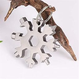 Eopzo Iron 18-In-1 Snowflake Keychain, Bottle Opener, Portable Hex Wrench, Multi Hand Tool Flat Screwdriver Kit/Wrench? (Silver)?-picture-20