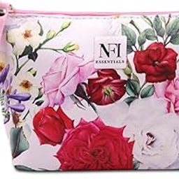 NFI essentials Pu Floral Print Makeup Pouch for Women, Small Stylish Pouches for Makeup Accessories & Travel Organiser Cosmetic Pouch (Y28), Multi-5