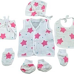 BabySphere Premium Cotton Organic Muslin Gift Set(Pack of 6)(0-6 Months) (3-6 Months, Pink Star)-picture-18