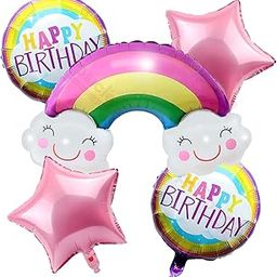 Propsicle Rainbow Theme Birthday Decoration Balloon For Girl Birthday Princess Foil Pink Color Pack of 5-image-35