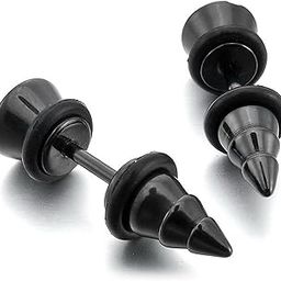Zivom® Punk Funky Screw Nail 316L Surgical Stainless Steel Black Silver Rhodium Ear Stud Earring Pair Boys Men Gift-image-44