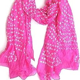 Art Silk Women's Casual Wear Bandhani Dupatta Pink Size 2.25 M-55