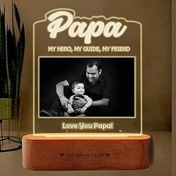 ZOCI VOCI Acrylic Father's Day Gift | Papas Shining Star - Customized Gift - Engraved Lamp For Papa, Dadaji, Personalized Fathers Day Gift For Dad, Grandpa (Only Lamp, Led,Brown)-image-38