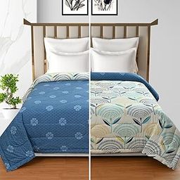 BLUEDOT Reversible AC Comforter Double Bed King Size Quilt Blanket for Summer (Dark Blue/White)-image-38