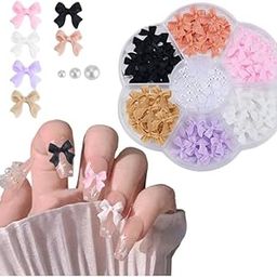 Resin Bowknot Nail Charms Pearl Charms for Nail Art 6 Colors 3D Bowknot French Nail Charms with Box, Non-Sticky Bowknot Charms Pearl Charms for Crafting, Resin Decor, DIY Decoration-image-47