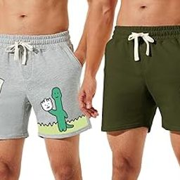 Men's Casual Cotton All Season Soft Feel Fabric Printed Boxer Shorts,Workout Shorts, Elastic Waist Running Shorts with 2 Side Pockets - Pack of 2-image-95
