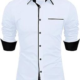 Men's Cotton Blend Shirt, Black with Red Trim, Long Sleeve, Regular Fit-image-8