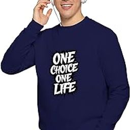 Sweatshirt for Man One Choice One Life Typographic Printed Long Sleeve Cotton Blend Winter Pullover for Men-image-28