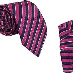 Men's Microfibre Strips Necktie Tie With Pocket Square (Leatharite Gift Box) (Pack of 2)-N21-image-93