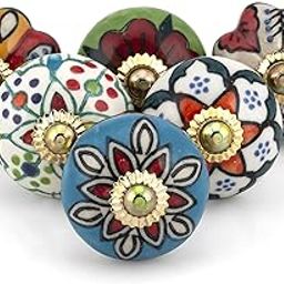 Craft Trade Door Knobs for Drawers Ceramic Vintage Assorted Decorative Multicolor Pull Handle for Wardrobe, Kitchen Cabinets, Dressers and Cupboards Home Interior Decor - Pack of 6-image-40