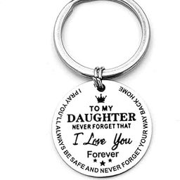 To My Daughter Inspirational Gift Keychain Key Tags from Dad Mom Never Forget That I Love You Forever Birthday Graduation Back to School Gift for girls Teenage New Drivers-image-5