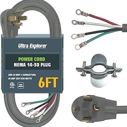 Ultra Explorer 4 Spoke Dryer Cable 6ft Dryer Power Cable 4 Core Appliance Extension Power Cable NEMA 14-30 Grey-picture-18