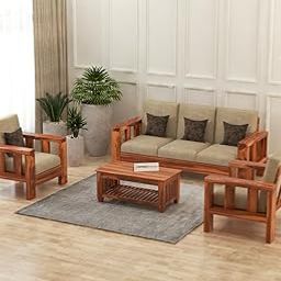 Solid Sheesham Wooden 5 Seater Sofa Set for Living Room Furniture - Chocolate Brown Finish (3+1+1)-image-35
