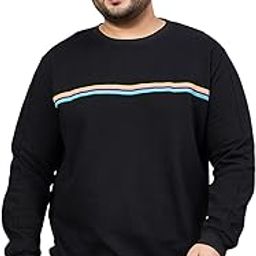 Bigbanana Men Plus Size Solid Black Sweatshirt-picture-0