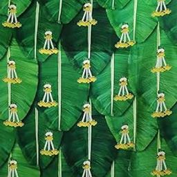 Bague Amazing Backdrop Cloth for Birthday Decoration Wedding Engagement Ceremony Function Back Drop Cloth Banana Leaf with Yellow Flower Design 5X8-15