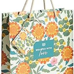 Chumbak's Marigold Gift Bag with Tag, White-31