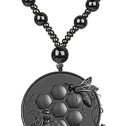 Black Bee & Honeycomb Pendant Necklace Handmade Resin Nature Charm Adjustable Beaded Chain Symbolic Jewelry Gift for Men & Women-image-90