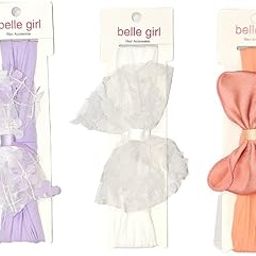 OnlyBaby Belle Girl Baby Headbands Set - Soft and Stylish Hair Accessories for Newborns, Infants & Toddlers (3-Pack) (Light Lavender, Peach Pink, White, 6-24 Months)-84
