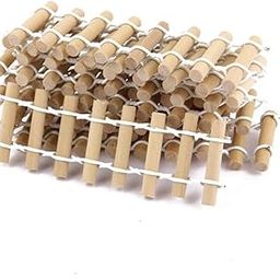 Miniature Resin Fence Decor Set with 10 Wooden Hanging Rods, Multicolor-21