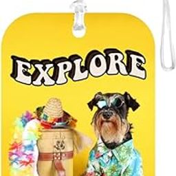 TPJ Handmade Resin Customized Luggage ID Tag with Pet Name Dog Cat Photo, Cute Personalized Travel Bag Identifier Label, Travel Accessories Ideal Gifting - Voyage with Paws Goggles Vintage Suitcase-image-67