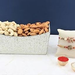 SFU E Com Set Of 2 Rakhi With Dry Fruit Hamper For Rakshabandhan Gift | Dry Fruit And Rakhi For Brother | Dry Fruit Basket Hamper | 113-46