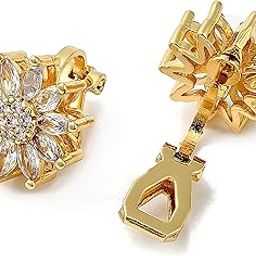 Gold Plated 'Serenity Bloom' Flower Crystal Clip-On No-Piercing Required Stud Earrings for Women And Girls (ER2796) 1 Pair-image-97