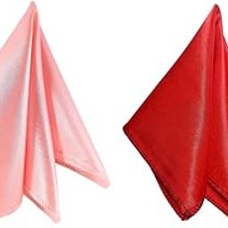 Satin Pocket Square for Men, Wedding Handkerchief for Suits, Blazers & Tuxedo, Men's Pocket Square Combo (Pack of 2) (Pink & Red)-image-74
