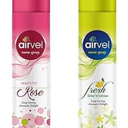 Airvel Room freshener Spray Pack of 2 - with Mesmerizing Fragrance for your Refreshing Atmosphere|Helps to remove bad Odour|(Majestic RoseFresh Lemon,125g Each)-picture-10