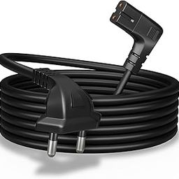 FEDUS 1.2 Meter 2-pin L-Shape Universal Replacement AC Power Cord Cable Wire for LED TV, Printer, Play Station, Laptop PC Notebook Computer, Tape Recorder, Camera Black-28