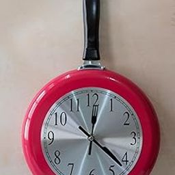 Jholaa Frying Pan Wall Clock | Quirky Kitchen Wall Clock in Frying Pan Design | Creative Kitchen Decor (Red)-15