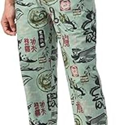 Kung Fu Panda: Warrior Men and Boys Elastic Waistband Green All Over Printed Cotton Regular Fit Lightweight All-Season Lounge Pyjamas-13