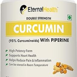 Curcumin High Absorption Double Strength Supplement with Piperine (Ultra Pure) 95% Curcuminoids for Joint Support - 120 Vegetable Capsules-60