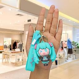 Anime-Inspired Vocaloid Fans Hatsune Miku 3D Rubber Keychain with Long Ribbon Perfect for Backpacks, Keys, Collectibles-image-76