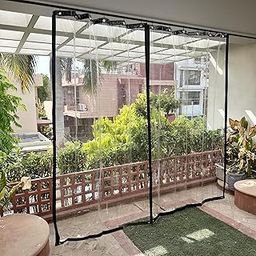 HIPPO Premium Outdoor Transparent PVC Waterproof Rain Curtain with Rust-Proof Eyelet for Balcony, Ac, Dust Protection (4.5X8.0FT, Pack of 1)-7