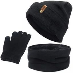 LICHTS® 4xWomen Winter Beanie Hat Scarf Hat Knitted Gloves Fleece Lining Black|Clothing, Shoes & Accessories | Mens Accessories | Hats-image-84