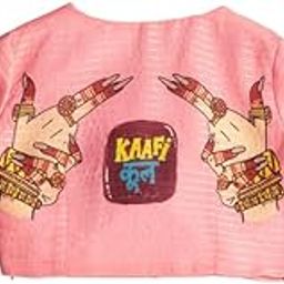 Fabcurate Cool Quirky Printed Blouse| Peach | Boat Neck | Short Sleeve | Sequins Georgette-image-45