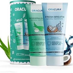 ORACURA Fresh Breath Natural Toothpaste (Coconut & Blue Spirulina) & ORACURA Remineralizing Natural Toothpaste (Aloe Vera) | Quantity: (75g x 2)-27