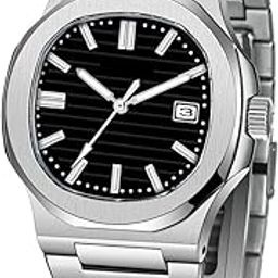 Analogue Stylish Square Dial Date Display Stainless Steel Mens Watch -WCH85-image-37