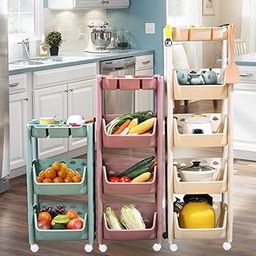 PARASNATH SKEP 4+1 Layer Fruit & Vegetable Basket Trolley Included 1 Dish Box Tray (Ivory Colour) for Home and Kitchen Fruit Basket Storage Rack Organizer Holders kitchen trolley - Made In India (Ivory)-10