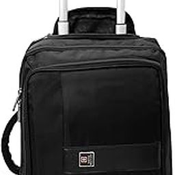 LTB4 2-Wheel Laptop Overnighter Trolley Bag Soft-Sided Cabin Luggage Bag Black Laptop Roller Case for Travel Business Work Textured Lightweight Trolley with Handle and Organizer Pockets-0
