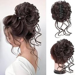 Miss Lirenn® Claw Clip Messy Bun Hair Pieces for Women Messy Wavy Curly Hair Bun Extensions Tousled Updo Bun Hair Clip in Synthetic Hair Bun Ponytail Extension (Brown)-image-15