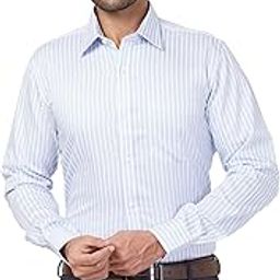 Men's Pure Cotton Regular Fit Contemporary Fit Stripe Pattern Full Sleeve Semi Cut Away Collar Formal Shirt-image-25