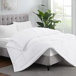 Serta ComfortSure Soft Box Stitched Down Alternative Bedding Comforter Duvet Insert with 4 Corner Loops for All Season, Queen, White-12